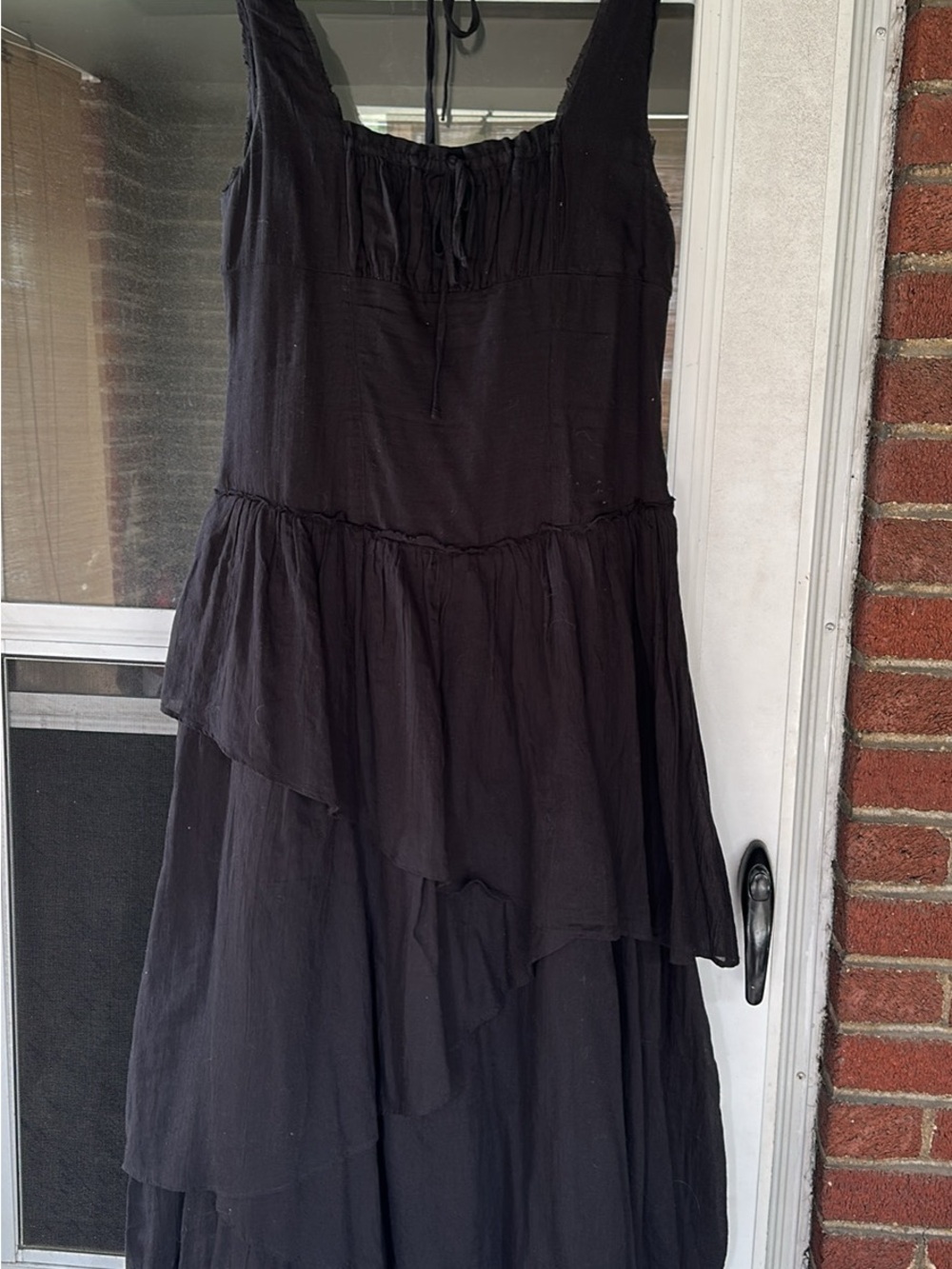 Free People Black Asymmetrical Tiered Maxi Dress
